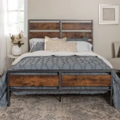 Queen Urban Chic Metal And Wood Plank Bed Brown - Saracina Home -Baxton Studio Sales Store GUEST 9ba450b4 e465 46ef 9f8f 881f1960dbc8