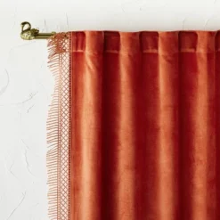 1pc Light Filtering Velvet Macrame Trim Window Curtain Panel Burnt Orange - Opalhouse™ Designed With Jungalow™ -Baxton Studio Sales Store GUEST 9bfd56a0 ad5c 4df0 98b1 851ec6623ce3