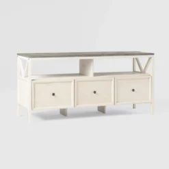 Farmhouse 3 Drawer Wood TV Stand For TVs Up To 65" - Saracina Home -Baxton Studio Sales Store GUEST 9c05f01d 83d8 411e ae5d 3185861747c7