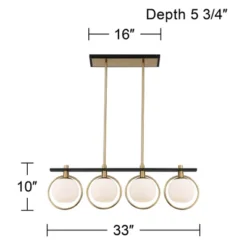 Possini Euro Design Carlyn Brass Black Linear Island Pendant Chandelier 33" Wide Modern White Glass Shade 4-Light LED Fixture For Dining Room Kitchen -Baxton Studio Sales Store GUEST 9db9d07e 0dff 4ca8 821a 97332964a524