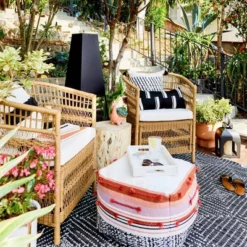 Mulberry 3pc Patio Chat Set - Natural - Threshold™ -Baxton Studio Sales Store GUEST a2e21cfb 9a8a 4a42 ade9 0f769912e1b7