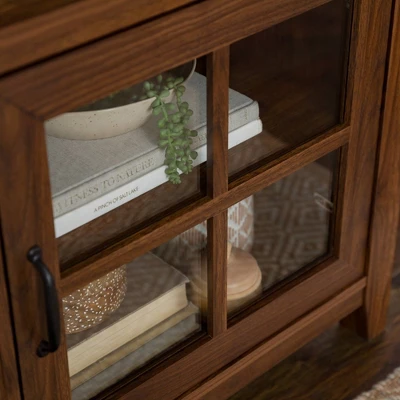 Tasi Transitional Farmhouse Glass Window Pane Door With Electric Fireplace TV Stand For TVs Up To 80" - Saracina Home 4 Tasi Transitional Farmhouse Glass Window Pane Door With Electric Fireplace TV Stand For TVs Up To 80" - Saracina Home - Image 4