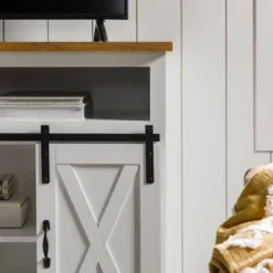 Transitional Sliding Barndoor Highboy TV Stand For TVs Up To 58" - Saracina Home 26 Transitional Sliding Barndoor Highboy TV Stand For TVs Up To 58" - Saracina Home -Baxton Studio Sales Store GUEST a9c466a4 068d 499c 8a5a 250d51ff0bc8