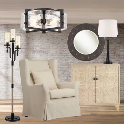 Possini Euro Design Adri Modern Ceiling Light Flush Mount Fixture Black 16 1/2" Wide Black 4-Light Textured Glass For Bedroom Kitchen Living Room Home 6 Possini Euro Design Adri Modern Ceiling Light Flush Mount Fixture Black 16 1/2" Wide Black 4-Light Textured Glass For Bedroom Kitchen Living Room Home - Image 6