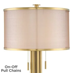 Possini Euro Design Granview Modern Table Lamp 32 1/2" Tall Brass Column Taupe Organza Outer Off White Linen Inner Drum Shade For Bedroom Living Room -Baxton Studio Sales Store GUEST ab5a4ef5 5251 4563 a797 c96730966c4d