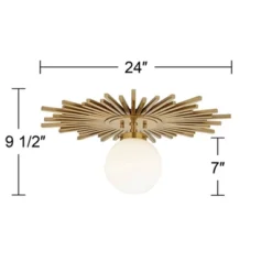 Possini Euro Design Hazel Modern Ceiling Light Semi Flush Mount Fixture 24" Wide Warm Brass White Globe Shade For Bedroom Kitchen Living Room Hallway -Baxton Studio Sales Store GUEST abd1820f 6891 4ab0 a543 8a21515dfd36