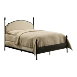 Geraldine Upholstered Headboard Poster Panel Bed Powder Coated Gun Metal - HOMES: Inside + Out -Baxton Studio Sales Store GUEST abf61064 8b97 4a66 a90a e65612d4e539