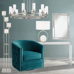 Possini Euro Design Athena Modern Floor Lamp 72" Tall Brushed Nickel 4 Light Tree Clear Outer Opal Inner Double Glass Shade For Living Room Bedroom -Baxton Studio Sales Store GUEST ac0a6ad2 0b11 4658 8bae 6025b179c160