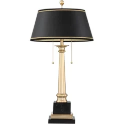 Barnes And Ivy Georgetown Traditional Desk Lamp 28 1/2" Tall Warm Brass With USB Charging Port Black Shade For Bedroom Living Room Bedside Office Kids -Baxton Studio Sales Store GUEST ae744be2 d7e5 4ce7 acb9 0a26a7ff6122