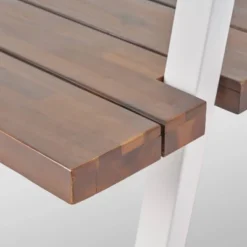 Huckleberry Rectangle Acacia Wood Patio Dining Table With Iron Plant Hanger Dark Brown/White - Christopher Knight Home -Baxton Studio Sales Store GUEST af676181 7153 4cb0 a368 3583d1a998d0