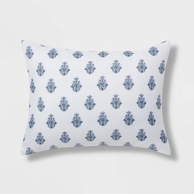 5pc Block Print With Border Comforter Bedding Set White/Blue - Threshold™ 4 5pc Block Print With Border Comforter Bedding Set White/Blue - Threshold™ - Image 4