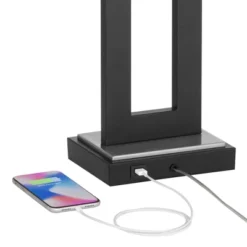 360 Lighting Neil Modern Rustic Table Lamp 26" High Black Metal With USB Charging Port White Rectangular Shade For Bedroom Living Room Bedside Desk -Baxton Studio Sales Store GUEST b0a9cf55 987a 4710 b715 8265d4b75ac5