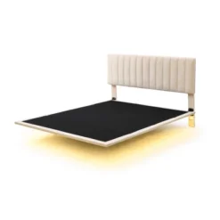 Queen Size Upholstered Floating Velvet Platform Bed With Sensor Light And Headboard-ModernLuxe -Baxton Studio Sales Store GUEST b1603638 a6f1 4081 9bc8 2febf421e450