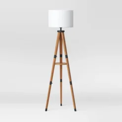Tripod Floor Lamp With Shelf Brown Wood - Threshold™ -Baxton Studio Sales Store GUEST b1b8ca20 55ea 4c4e bc34 1f4ca7a73cd2