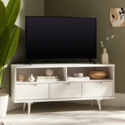 Cara Mid-Century Modern 3 Drawer Corner TV Stand For TVs Up To 58" - Saracina Home -Baxton Studio Sales Store GUEST b1ff3a9a 60ef 41ec 9a6f f1ca309dd560