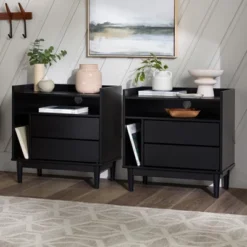 2pk Mid-Century Modern Solid Wood 2 Drawer Storage Nightstands - Saracina Home 17 2pk Mid-Century Modern Solid Wood 2 Drawer Storage Nightstands - Saracina Home -Baxton Studio Sales Store GUEST b2a3ee44 4d81 41a2 a7a3 37c02e20e839