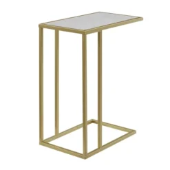 23" Modern Rectangle Two-Tone C Side Table With Metal Base - Saracina Home -Baxton Studio Sales Store GUEST b65b9434 3351 4d65 bc48 b2c7d25596f8