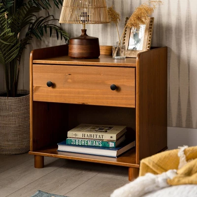 Set Of 2 Katie Transitional Tray Top 1 Drawer Solid Wood Nightstands Caramel - Saracina Home 7 Set Of 2 Katie Transitional Tray Top 1 Drawer Solid Wood Nightstands Caramel - Saracina Home - Image 7