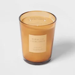 Colored Vase Glass With Dustcover Tobacco And Bergamot Candle Yellow - Threshold™ -Baxton Studio Sales Store GUEST b93280db 41cc 4916 9fbe 5bb9cb7d18d7