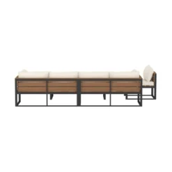 4pc Metal & Wood All Weather Patio Sectional Set - Natural - Saracina Home -Baxton Studio Sales Store GUEST b94104d7 4632 4941 9fa9 03916e0b92c6