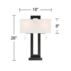 360 Lighting Neil Modern Rustic Table Lamp 26" High Black Metal With USB Charging Port White Rectangular Shade For Bedroom Living Room Bedside Desk -Baxton Studio Sales Store GUEST be3701f7 6cc9 4c5d b3f2 b81f2eebd66f