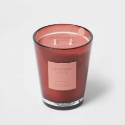 Colored Vase Glass With Dustcover Strawberry Musk Candle Red - Threshold™ -Baxton Studio Sales Store GUEST bff6ffbf c36a 4e82 a556 ba31fee10532