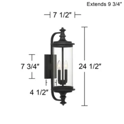 Possini Euro Design Medici Modern Outdoor Wall Light Fixture Black Metal 24 1/2" Clear Glass For Post Exterior Barn Deck House Porch Yard Patio Home -Baxton Studio Sales Store GUEST c01dd7ea d103 44e8 aa1f ca0ed14221d2