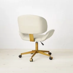Mahonia Faux Leather Office Chair Cream/Aged Brass - Opalhouse™ Designed With Jungalow™ -Baxton Studio Sales Store GUEST c063500a 216c 4d23 8174 81e648410040