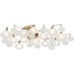 Possini Euro Design Lilypad Modern Ceiling Light Semi Flush Mount Fixture 30 1/4" Wide Warm Brass 12-Light Frosted Glass Shade For Bedroom Living Room 13 Possini Euro Design Lilypad Modern Ceiling Light Semi Flush Mount Fixture 30 1/4" Wide Warm Brass 12-Light Frosted Glass Shade For Bedroom Living Room -Baxton Studio Sales Store GUEST c8b436d6 0799 4b71 b0e8 1b80aaa00f64