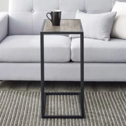 23" Modern Rectangle Two-Tone C Side Table With Metal Base - Saracina Home -Baxton Studio Sales Store GUEST c9fb0f6a 1baa 4f46 9ad4 ca78b73dae1e