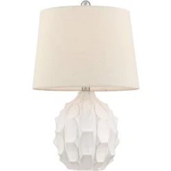 360 Lighting Ellen 21" High Sculptured Small Mid Century Modern Coastal Accent Table Lamp White Ceramic Single Living Room Bedroom Bedside Nightstand -Baxton Studio Sales Store GUEST cb631873 f72b 4b19 814c 5acd13c471b0