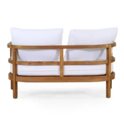 2pc Ellendale Outdoor Acacia Wood Loveseat & Coffee Table Teak/White - Christopher Knight Home -Baxton Studio Sales Store GUEST cd4af724 df56 4a28 be7d da6d8f55bc12