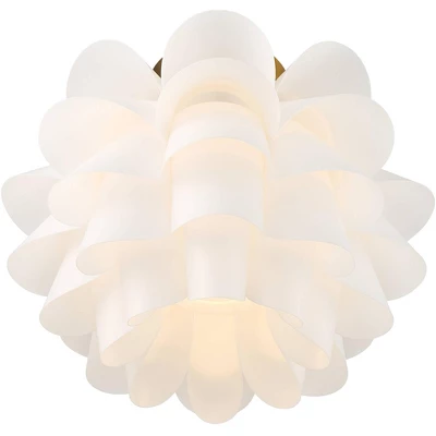 Possini Euro Design Modern Ceiling Light Semi Flush Mount Fixture White Flower Gold Metal 15 3/4" Wide Living Room Bedroom Kitchen 5 Possini Euro Design Modern Ceiling Light Semi Flush Mount Fixture White Flower Gold Metal 15 3/4" Wide Living Room Bedroom Kitchen - Image 5