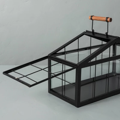 9" Wide Rectangular Metal & Glass Terrarium Black - Hearth & Hand™ With Magnolia 2 9" Wide Rectangular Metal & Glass Terrarium Black - Hearth & Hand™ With Magnolia - Image 2