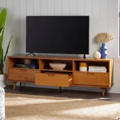 Cara 3 Drawer Mid-Century Modern 3 Drawer TV Stand For TVs Up To 80" - Saracina Home -Baxton Studio Sales Store GUEST d0c50bac b70e 4f4a 80ee 5b7b6555975b