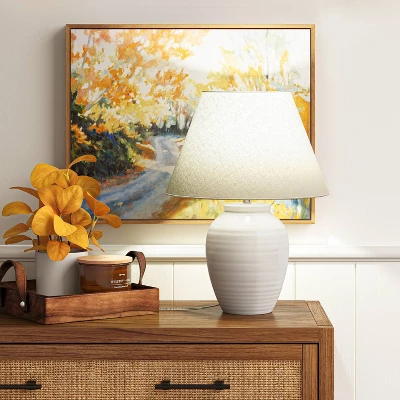 Turned Ceramic Table Lamp White - Threshold™ 1 Turned Ceramic Table Lamp White - Threshold™
