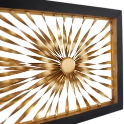 Metal Sunburst Coiled Ribbon Wall Decor With Black Frame Gold - Olivia & May