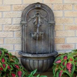 Sunnydaze Decor Sunnydaze 27"H Solar-Powered Polystone Florence Outdoor Wall-Mount Water Fountain