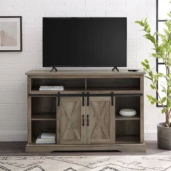 Transitional Sliding Barndoor Highboy TV Stand For TVs Up To 58" - Saracina Home 24 Transitional Sliding Barndoor Highboy TV Stand For TVs Up To 58" - Saracina Home -Baxton Studio Sales Store GUEST d93bcb01 6b73 4caa 92df 0c0c138da9a4