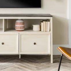 Farmhouse 3 Drawer Wood TV Stand For TVs Up To 65" - Saracina Home -Baxton Studio Sales Store GUEST db616c55 957b 4465 80b7 0cddcd1d7792