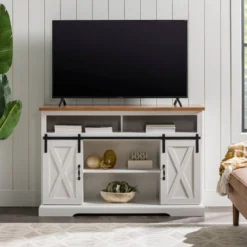 Transitional Sliding Barndoor Highboy TV Stand For TVs Up To 58" - Saracina Home 31 Transitional Sliding Barndoor Highboy TV Stand For TVs Up To 58" - Saracina Home -Baxton Studio Sales Store GUEST dd9ce182 82e2 4e7a a263 00af007d0202