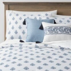 5pc Block Print With Border Comforter Bedding Set White/Blue - Threshold™ 13 5pc Block Print With Border Comforter Bedding Set White/Blue - Threshold™ -Baxton Studio Sales Store GUEST ddc8a001 aa3a 4790 aed4 861077adb88d