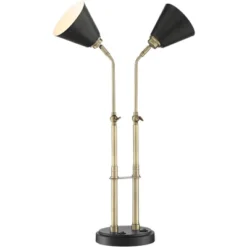 Possini Euro Design Sentry Modern Mid Century Desk Lamp 23" High Black Brass With USB Charging Port LED Adjustable Cone Shade For Bedroom Living Room -Baxton Studio Sales Store GUEST e240447e 5fa7 45ac adb1 c441648f3303