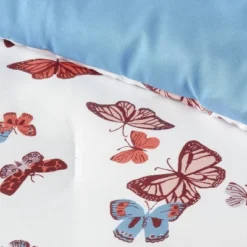 Butterfly Print Microfiber Decorative Bed Set With Throw Blue/Red/White - Room Essentials™ -Baxton Studio Sales Store GUEST e5e4b6cc 1806 41ef 8aa1 1eb079de34ef