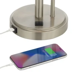 Possini Euro Design Traverse Modern Table Lamps Set Of 2 29 1/2" Tall Brushed Nickel With USB Charging Port LED Gooseneck White Drum Shade For Desk -Baxton Studio Sales Store GUEST e5e98734 7ed3 4d2c 89e5 e165f0c556bf