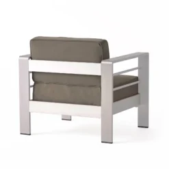 Cape Coral 5pc Aluminum And MGO Seating Set With Fire Table Khaki/Light Gray - Christopher Knight Home -Baxton Studio Sales Store GUEST e66e5e20 9d23 40cd 8786 523d86b275d2