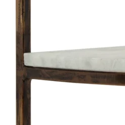 33.5" Bainville Modern Glam Handcrafted Marble Half Round Etagere Bookcase Natural White/Antique Brass - Christopher Knight Home -Baxton Studio Sales Store GUEST e8e9bc5f cfde 4ca6 8d2c 47465c627aa2