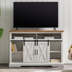 Transitional Sliding Barndoor Highboy TV Stand For TVs Up To 58" - Saracina Home 32 Transitional Sliding Barndoor Highboy TV Stand For TVs Up To 58" - Saracina Home -Baxton Studio Sales Store GUEST e952740e 70ac 42e4 a86c 65befa0e8542