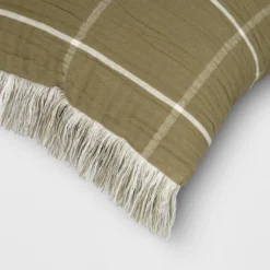 Oversized Cotton Gauze Grid Lumbar Throw Pillow Olive Green - Threshold™ -Baxton Studio Sales Store GUEST ece980f7 5377 40de bc2f d931b57617cf