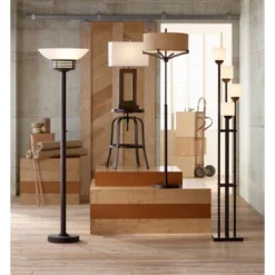 Possini Euro Design Light Blaster Modern Torchiere Floor Lamp 72 1/2" Tall Warm Bronze LED White Frosted Glass Bowl Shade For Living Room Bedroom Home -Baxton Studio Sales Store GUEST ee0b8572 bc24 4cd3 8832 dc2dd329705b